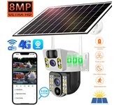 Cámara solar inalámbrica para exteriores, 4K, 8 MP, wifi, 4G, Sim, vigilancia, pantalla dual, panel impermeable, video IP, CCTV, cámaras con energía solar WIFI Camera