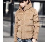 Abrigo de invierno para hombre, chaqueta cómoda de pana estilo inglés, abrigos acolchados de Color sólido con capucha, ropa de calle de moda para hombre, Parka M