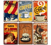 Póster de café, cartel de hojalata de Metal Vintage, placa de té de café fresco y caliente, Arte de la pared Decoración para cafetería, tienda, casa, restaurante 20x30cm