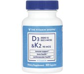 The Vitamin Shoppe, Vitamin D3 & K2, 60 capsules