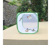 Jaula plegable para insectos, malla para hábitat de aves, mariposas, mantis, palos, rejilla de cría, red de grillo, tela para granja, capullo, jaula para eclosión de gusanos de seda, vista en perspectiva S verde