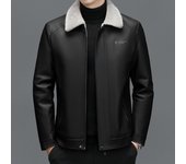 Nueva chaqueta de cuero genuino para hombre de invierno, chaqueta delgada informal, chaqueta de plumón de Color sólido, chaqueta para hombre L negro