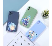 Funda de teléfono Konosuba Aqua para niña bonita para iPhone 14 11 12 13 Pro Max X XR XSMax 6 6S 7 8 Plus SE 2022 Funda de teléfono de color cuadrado suave iPhone 14