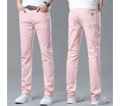 Pantalones vaqueros rosas de moda para hombre, pantalones elásticos pequeños y rectos, nuevos pantalones largos ajustados para primavera y verano, para jóvenes 28 color rosa