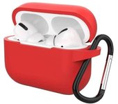 Etui AirPods Coque Silicone Rouge pour Airpods Pro - Protection Anti Choc Bouchon Anti Poussiere et Mousqueton Phonillico®