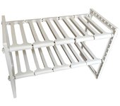 Soporte para estante organizador de almacenamiento de cocina con estante debajo del fregadero de 2 niveles One Size blanco