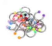 20Pcs Nariz colorida Septum Anillos Anillos De los oídos Cuerpo Acero inoxidable Perforando Tachuelas Joyería Labio Ceja varios colores