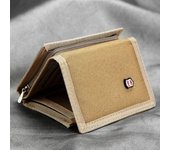 Monedero de lona de tres pliegues coreano de 5 colores para hombre, cartera de lona de color sólido, tarjetero portátil clásico multifuncional delgado a la moda azul