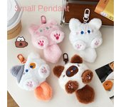 Lindo colgante de muñeco de gato de peluche para niña, mochila, muñeca, colgante, bolso de pareja, llavero, regalo decorativo blanco