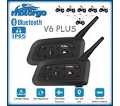 Intercomunicador para casco de motocicleta con Bluetooth V6Plus: comunicación entre 6 conductores a 1500 m, chip Qualcomm, resistente al agua, auriculares con cancelación de ruido, uso en cualquier clima 1pcs V6 plus