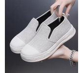 Zapatillas de plataforma informales de moda para mujer, mocasines de lona ligeros y transpirables, zapatos planos antideslizantes para caminar para mujer, zapatos de vestir cómodos de caña baja 35