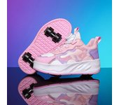 Nuevos zapatos pequeños de cuatro ruedas para correr, zapatos con poleas, zapatos para niños y niñas, estudiantes, patines, zapatos con poleas, polea con hebilla giratoria 30
