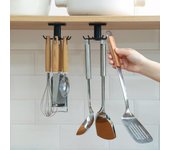 Estante giratorio para utensilios de 360 ​​grados, soporte de gancho para pared, soportes de almacenamiento de herramientas de cocina para armario de baño, organizador colgante gris