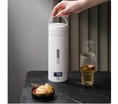 Hervidores eléctricos portátiles, tetera para té y café, Mini viaje para hervir agua, electrodomésticos para mantener el calor, botella térmica antiescaldaduras blanco
