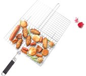Cesta para parrilla de acero inoxidable, cestas grandes plegables para parrilla, rejilla portátil para barbacoa de camping al aire libre para accesorios de cocina