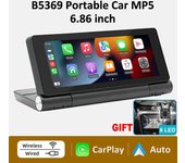 Reproductor Multimedia de Radio para coche con pantalla de 6,86 pulgadas, MP5 portátil, inalámbrico, CarPlay, pantalla plegable de 180 °, compatible con cámara DVR automática Android