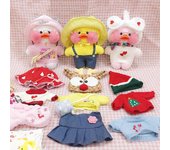 Accesorios de ropa de pato de ácido hialurónico rojo, conjunto de ropa de juguete de peluche, accesorios para muñecos de pato amarillo pequeño 1 set
