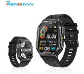 Reloj inteligente Rainbuvvy KR82 con pantalla AMOLED de 2,1 pulgadas, llamadas Bluetooth, altitud, brújula barométrica, linterna, reloj deportivo para exteriores negro