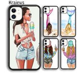 Funda de teléfono Krajews Girls Bff Best Friends Forever para iPhone 14 5 6s 7 8 plus X XR XS 11 12 13 pro max Samsung S21 S22ultra Plus iPhone 6plus