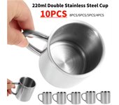 Taza de acero inoxidable de 220 ml, taza de café, taza de camping, taza de metal para café, té, taza portátil para leche, té, vaso para agua, taza para beber 220-200ml