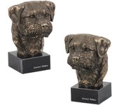 Border Terrier - Dog statue, bust on stone base, sculpture, trophy for dog show by Art-Dog brand marrón