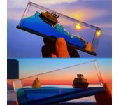 Botella de deriva fluida para crucero, reloj de arena, decoración de escritorio, crucero creativo, flotador de Iceberg, juguetes antiestrés, regalos None azul