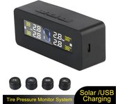 Sistema de monitoreo de presión de neumáticos TPMS para automóvil con energía solar/USB Pantalla LCD digital Sistemas de alarma de seguridad para automóviles