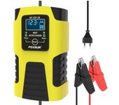 Cargadores de batería de coche 6V/2A 12V/2A cargadores de batería inteligentes completamente automáticos cargadores de goteo portátiles desulfatador de batería EU Plug amarillo