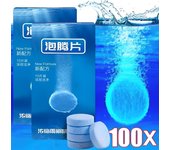 100 tabletas efervescentes para coche, limpiador de parabrisas, limpiaparabrisas, limpiador sólido, universal, para el hogar, inodoro y ventana azul