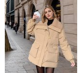 Chaqueta de invierno holgada de algodón con relleno de lana de cordero para mujer 2024 M