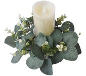 Coronas de velas artificiales de eucalipto, anillo de vela ligero para granja, mesa de boda, decoración del hogar Eucalyptus garland