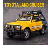 Nuevo 1:Toyota Land Cruiser LC80 24 - Modelo de coche de aleación, juguete todoterreno de metal fundido a presión, simulación de sonido y luz, regalo para niños amarillo