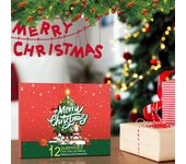 Calendario de Adviento de maquillaje, juego de maquillaje de regalo navideño de 12 paneles para mujeres, calendario de cuenta regresiva de maquillaje perfecto para regalar, 12 piezas, 100 ml rojo