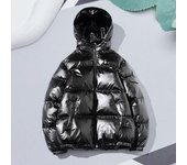 Abrigo de algodón para hombre, con capucha, manga larga, superficie brillante, chaqueta acolchada con bolsillos, ajuste holgado, abrigo corto grueso y cálido L plata