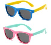 Gafas de sol redondas para niños, de silicona, flexibles, de seguridad, modernas, para exteriores, con protección UV400 negro/rojo