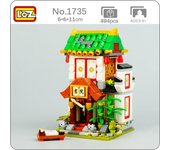 LOZ 1735 City Street Chinatown Librería Tienda Escuela Arquitectura Modelo DIY Mini Bloques Ladrillos Construcción Juguete sin Caja