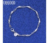 Pulsera de gota de agua de plata de ley 925, joyería de boda de moda 20CM