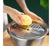 Rallador de frutas y verduras, herramienta de cocina para cortar frutas y verduras, 5 en 1, de acero inoxidable, cortador de verduras multifuncional 24cm
