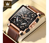 OLEVS 9919 con caja de regalo Reloj deportivo multifunción cuadrado de cuarzo luminoso para hombre