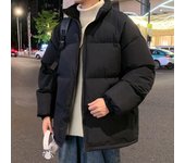 Parkas para hombre, chaquetas casuales de estilo básico cálido, abrigo de invierno grueso, chaqueta acolchada, prendas de vestir exteriores de color sólido, ropa para hombre M beige
