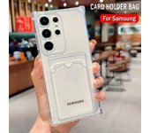 Funda transparente para teléfono con tarjeta tipo billetera a prueba de golpes para Samsung Galaxy S24 Ultra S23 S22 S21 S20 FE Note 20 10 Plus, cubierta protectora de cámara de TPU suave S20 Ultra puro