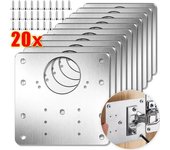 Kits de placa de reparación de bisagras de gabinete de 20 piezas Placa de montaje de bisagra de puerta de armario de cocina de acero inoxidable con orificios y soportes de fijación Eight holes+screws-2pcs