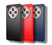Funda para OPPO Reno12 FS 5G, funda protectora de silicona a prueba de golpes de fibra de carbono de 6,79 pulgadas para OPPO Reno12 FS For Reno12 FS 5G azul