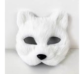 Máscara de media cara de pelo de zorro para fiesta de disfraces de Halloween - Máscara de zorro Liao Zhai Fox MJ negro