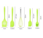 Juego de cinco utensilios de silicona para hornear: batidor de huevos, raspador de crema, espátula, cepillo de aceite, espátula para freír, barbacoa, picnic, suministros de cocina para niños.