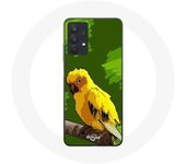 Coque pour Samsung Galaxy A32 5G Oiseaux de Perruches jaune Fond Vert