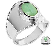 Anillo de plata 'Cléopatra' aventurina verde plata (rodiada) - 24 mm 54