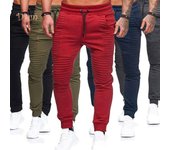 (M-4XL) Pantalones plisados ​​deportivos con cintura elástica y cordón de Color liso, pantalones, mono, leggings para hombre XL gris claro
