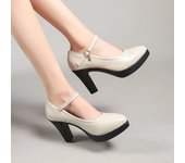 Zapatos de tacón alto para mujer primavera 2024, nuevo estilo cómodo, plataforma impermeable de primavera, zapato de un solo botón para mujer. 35 negro