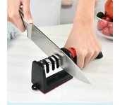 Afilador de cuchillos portátil, herramienta de afilado rápido de 3 segmentos con Base antideslizante, accesorios para cuchillos de cocina multiuso S blanco